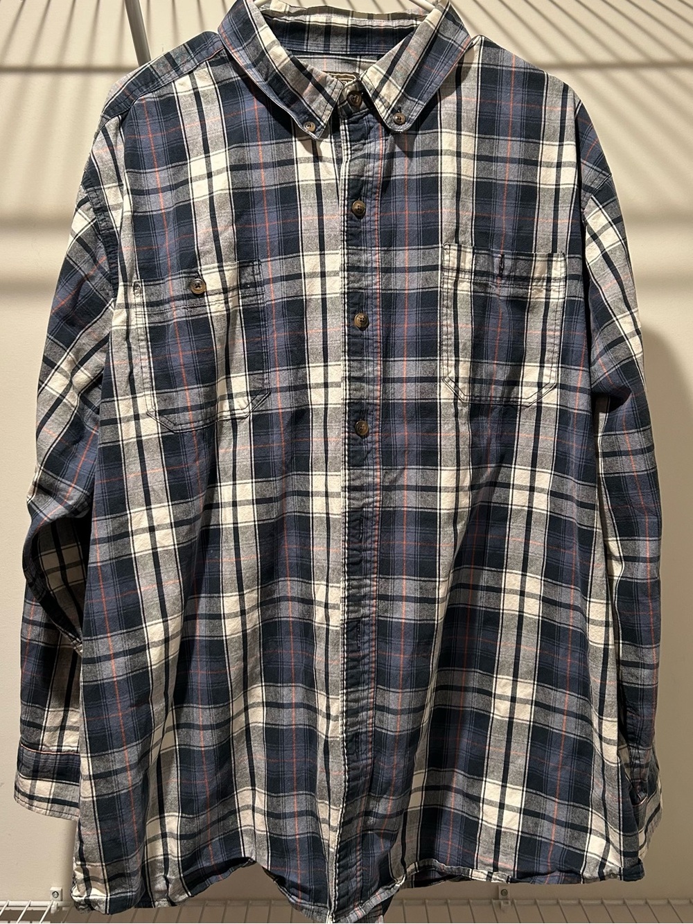CE Schmidt Workwear Classic Navy & White with Red Plaid Button-Down Shirt XL